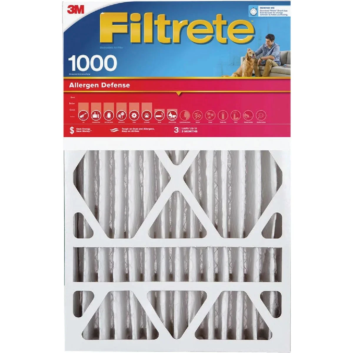 1 PK; Filtrete 16 In. x 25 In. x 1 In. Allergen Defense 1000/1085 MPR Furnace Filter (2-Pack)